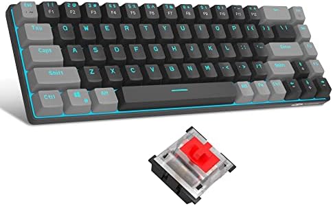 MageGee Portable 60% Gaming Mechanical Keyboard, Minimalist MK-Box Ice Blue Backlit Compact 68 Keys Wired Office Keyboard with Red Switch for Windows Laptop PC Mac Convenient(Gray &amp; White)