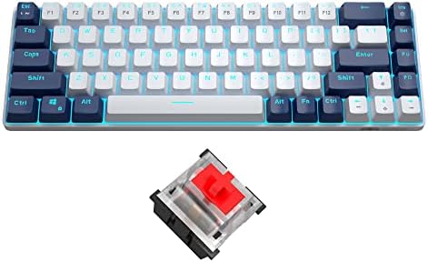 MageGee Portable 60% Gaming Mechanical Keyboard, Minimalist MK-Box Ice Blue Backlit Compact 68 Keys Wired Office Keyboard with Red Switch for Windows Laptop PC Mac Convenient(Gray &amp; White)