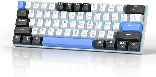 MageGee 60% Mechanical Gaming Keyboard, STAR 61 Compact Blue LED Backlit Wired Keyboard with Hot-Swappable Yellow Switch, Portable Full Keys Anti-ghosting Gaming Keyboard - Gradient Blue