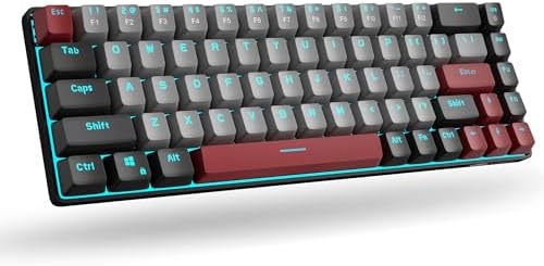 MageGee Portable 60% Gaming Mechanical Keyboard, Minimalist MK-Box Ice Blue Backlit Compact 68 Keys Wired Office Keyboard with Red Switch for Windows Laptop PC Mac Convenient(Gray &amp; White)