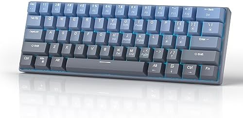 MageGee 60% Mechanical Gaming Keyboard, STAR 61 Compact Blue LED Backlit Wired Keyboard with Hot-Swappable Yellow Switch, Portable Full Keys Anti-ghosting Gaming Keyboard - Gradient Blue