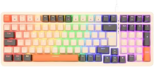 Rii Mechanical Keyboard, Wired Mechanical Gaming Keyboard Blue Switches with RGB backlit for PC Windows Mac keyboard-UK Layout