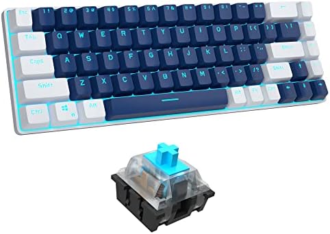 MageGee Portable 60% Gaming Mechanical Keyboard, Minimalist MK-Box Ice Blue Backlit Compact 68 Keys Wired Office Keyboard with Red Switch for Windows Laptop PC Mac Convenient(Gray &amp; White)