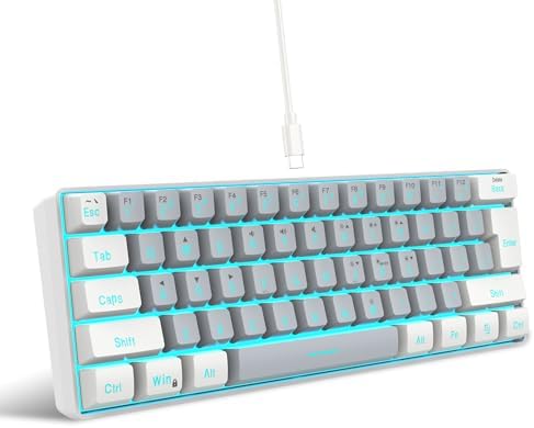 Snpurdiri 60% Wired Gaming Keyboard, RGB Backlit,Ultra-Compact Mini Keyboard with Detachable Cable,Black and White Color