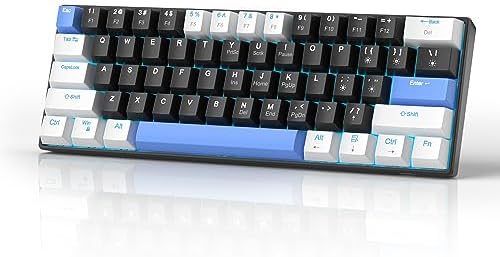 MageGee 60% Mechanical Gaming Keyboard, STAR 61 Compact Blue LED Backlit Wired Keyboard with Hot-Swappable Yellow Switch, Portable Full Keys Anti-ghosting Gaming Keyboard - Gradient Blue