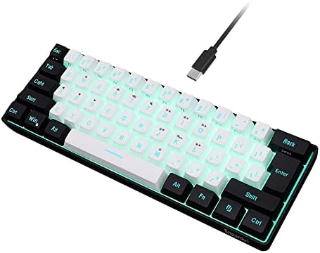 Snpurdiri 60% Wired Gaming Keyboard, RGB Backlit,Ultra-Compact Mini Keyboard with Detachable Cable,Black and White Color