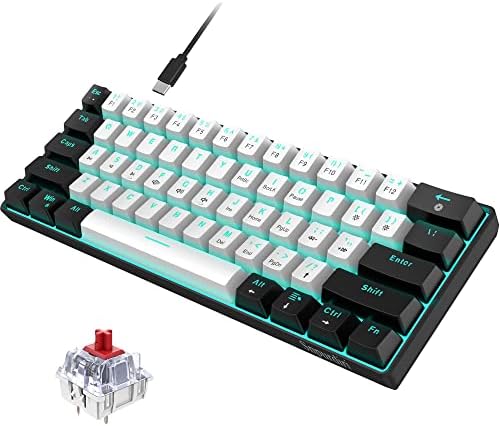 Snpurdiri 60% Wired Gaming Keyboard, RGB Backlit,Ultra-Compact Mini Keyboard with Detachable Cable,Black and White Color