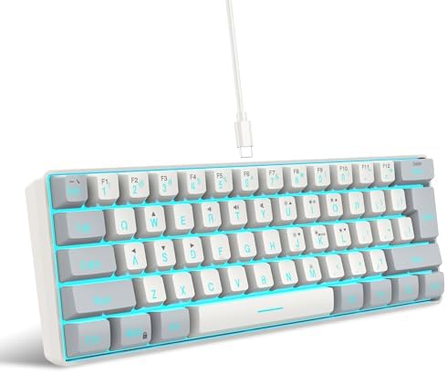 Snpurdiri 60% Wired Gaming Keyboard, RGB Backlit,Ultra-Compact Mini Keyboard with Detachable Cable,Black and White Color