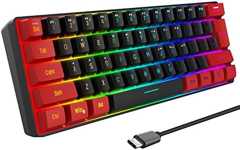 Snpurdiri 60% Wired Gaming Keyboard, RGB Backlit,Ultra-Compact Mini Keyboard with Detachable Cable,Black and White Color