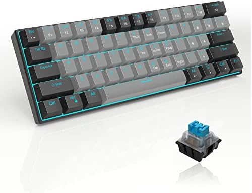 MageGee 60% Mechanical Gaming Keyboard, STAR 61 Compact Blue LED Backlit Wired Keyboard with Hot-Swappable Yellow Switch, Portable Full Keys Anti-ghosting Gaming Keyboard - Gradient Blue