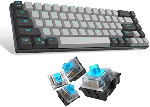 MageGee Portable 60% Gaming Mechanical Keyboard, Minimalist MK-Box Ice Blue Backlit Compact 68 Keys Wired Office Keyboard with Red Switch for Windows Laptop PC Mac Convenient(Gray &amp; White)